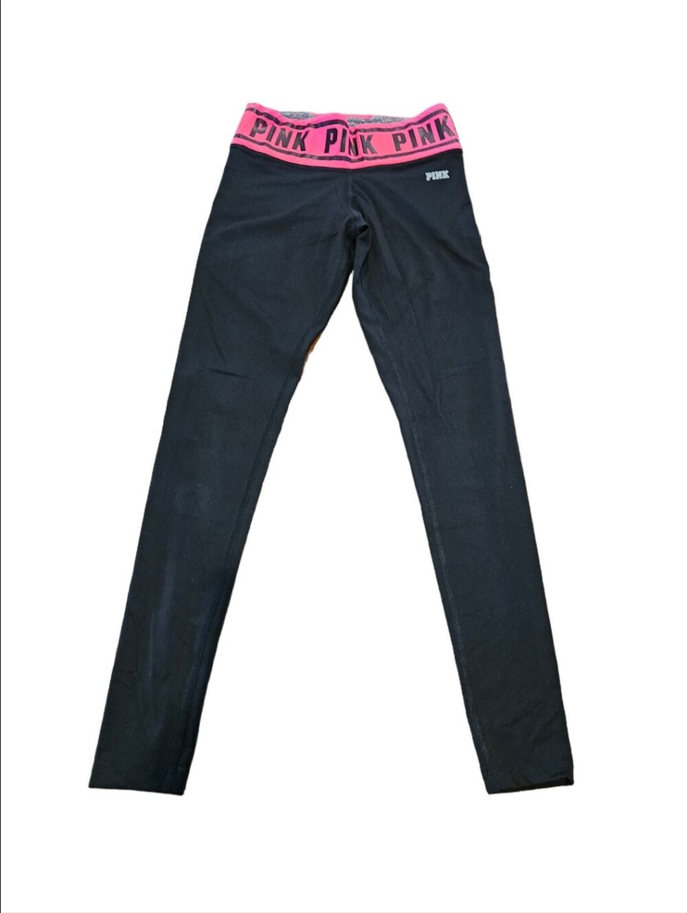 PINK VICTORIA SECRET STAY IN PLACE WAISTBAND LEGGINGS HOT PINK & BLACK SIZE XS